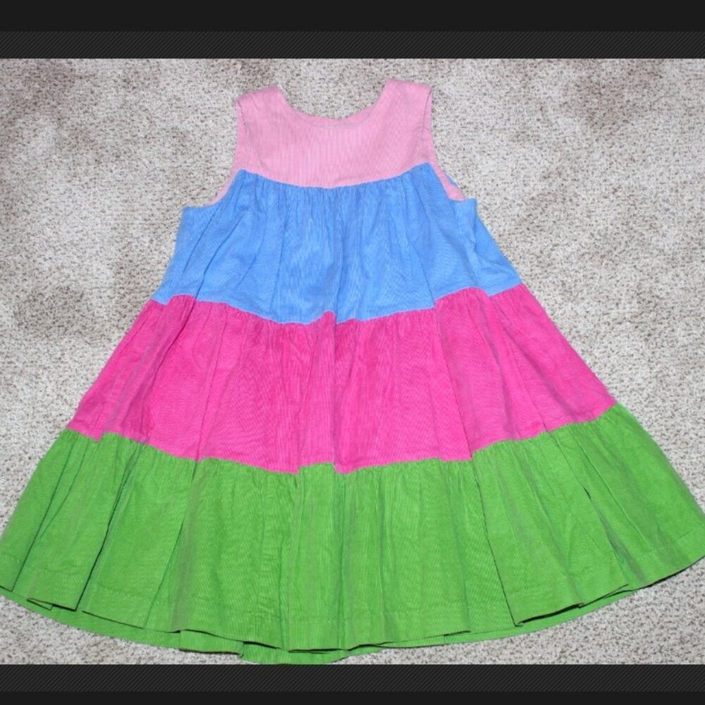 Girls Glorimont Boutique Corduroy Jumper A-line Tiered Dress Rainbow Colors 4T